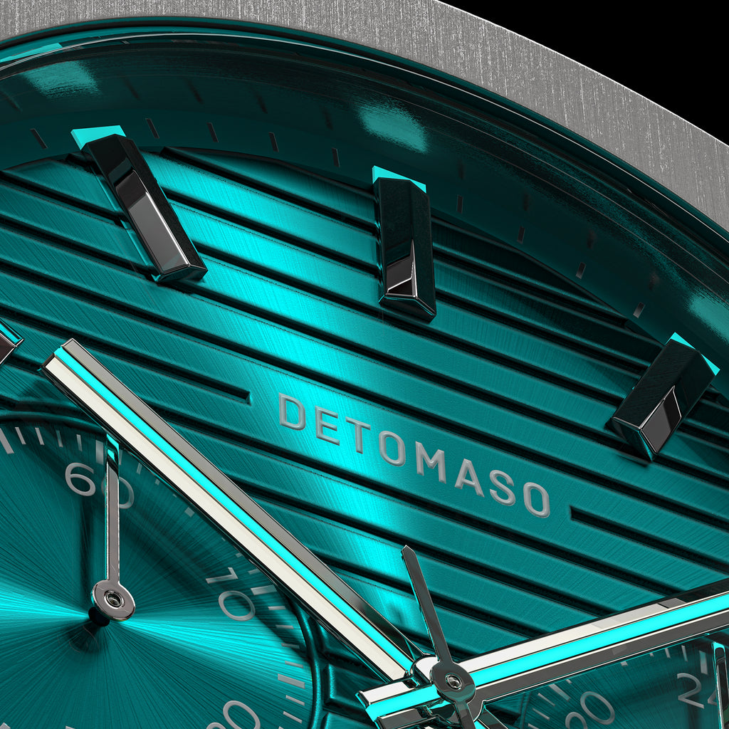 VOLTRE CHRONO PETROL - Mesh Silver Brushed - Detomaso Watches