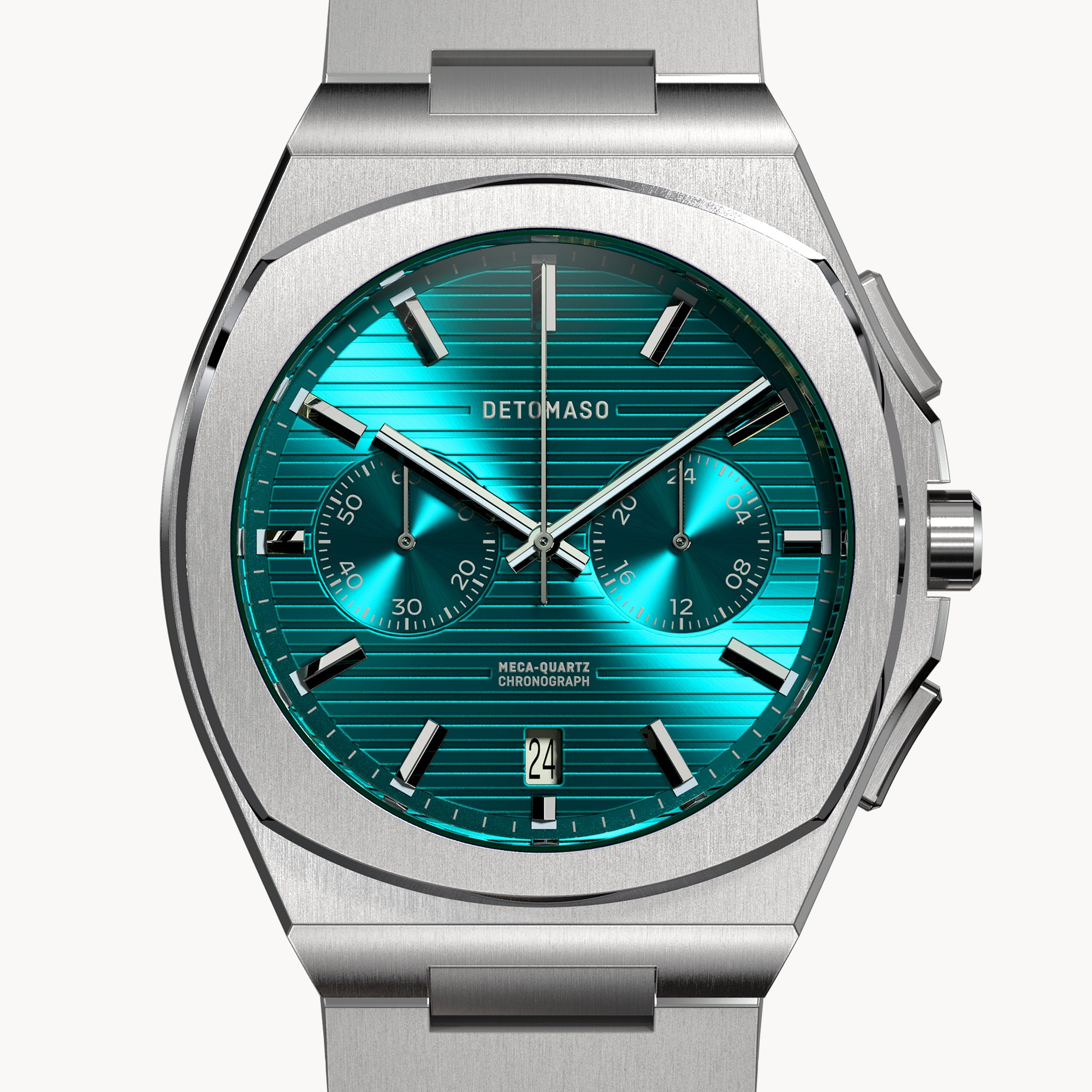 VOLTRE CHRONO PETROL - Mesh Silver Brushed - Detomaso Watches