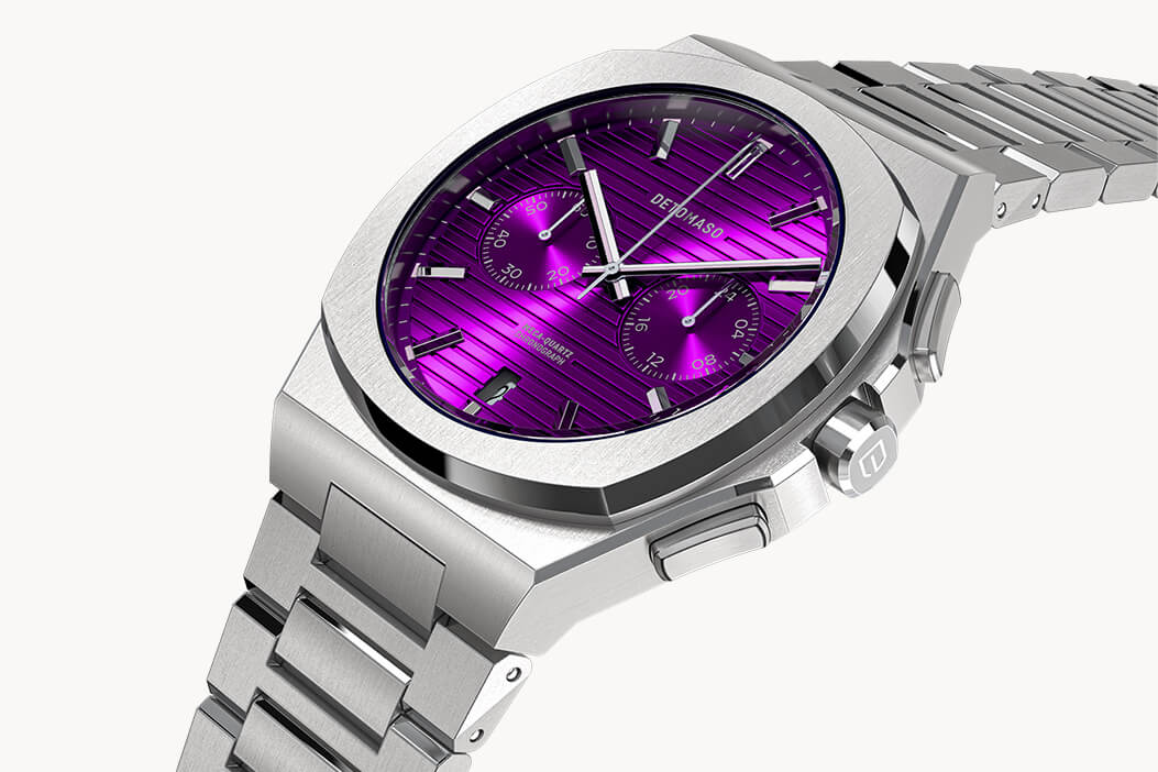 VOLTRE CHRONO PURPLE Stainless steel Silver Matte – Detomaso Watches