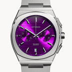 VOLTRE CHRONO PURPLE - Mesh Silver Brushed - Detomaso Watches