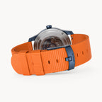 AVIATORE AUTOMATIC GMT
 BLUE ORANGE
 - Ocean Plastic Orange Woven - Detomaso Watches