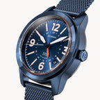 AVIATORE AUTOMATIC GMT
 BLUE ORANGE
 - Mesh Blue Brushed - Detomaso Watches