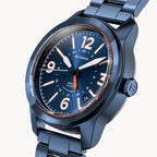 AVIATORE AUTOMATIC GMT
 BLUE ORANGE
 - Stainless steel Blue Brushed - Detomaso Watches