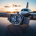 AVIATORE AUTOMATIC GMT
 BLUE ORANGE
 - Leather Blue Toscano - Detomaso Watches