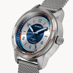 URBAN EXPLORER AUTOMATIC GMT
 SILVER BLUE
 - Mesh Silver Brushed - Detomaso Watches
