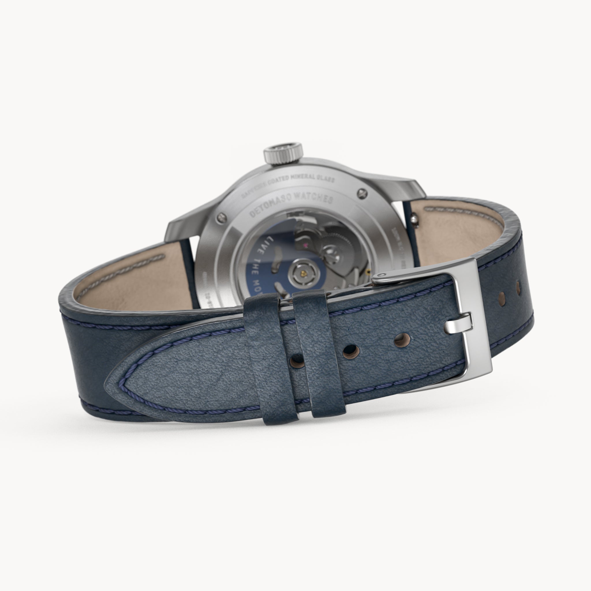 URBAN EXPLORER AUTOMATIC GMT
 SILVER BLUE
 - Leather Blue Toscano - Detomaso Watches