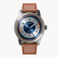 URBAN EXPLORER AUTOMATIC GMT
 SILVER BLUE
 - Vegan Apple Leather Brown Smooth - Detomaso Watches