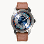 URBAN EXPLORER AUTOMATIC GMT
 SILVER BLUE
 - Vegan Apple Leather Brown Smooth - Detomaso Watches