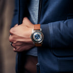 URBAN EXPLORER AUTOMATIC GMT
 SILVER BLUE
 - Vegan Apple Leather Brown Smooth - Detomaso Watches