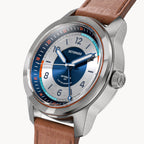 URBAN EXPLORER AUTOMATIC GMT
 SILVER BLUE
 - Vegan Apple Leather Brown Smooth - Detomaso Watches