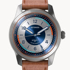URBAN EXPLORER AUTOMATIC GMT
 SILVER BLUE
 - Vegan Apple Leather Brown Smooth - Detomaso Watches