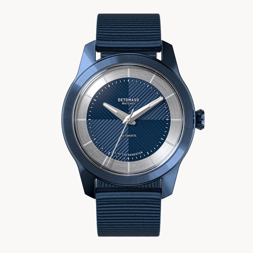 CLASSIC AUTOMATIC DEEP BLUE - Ocean Plastic Dark blue Woven - Detomaso Watches