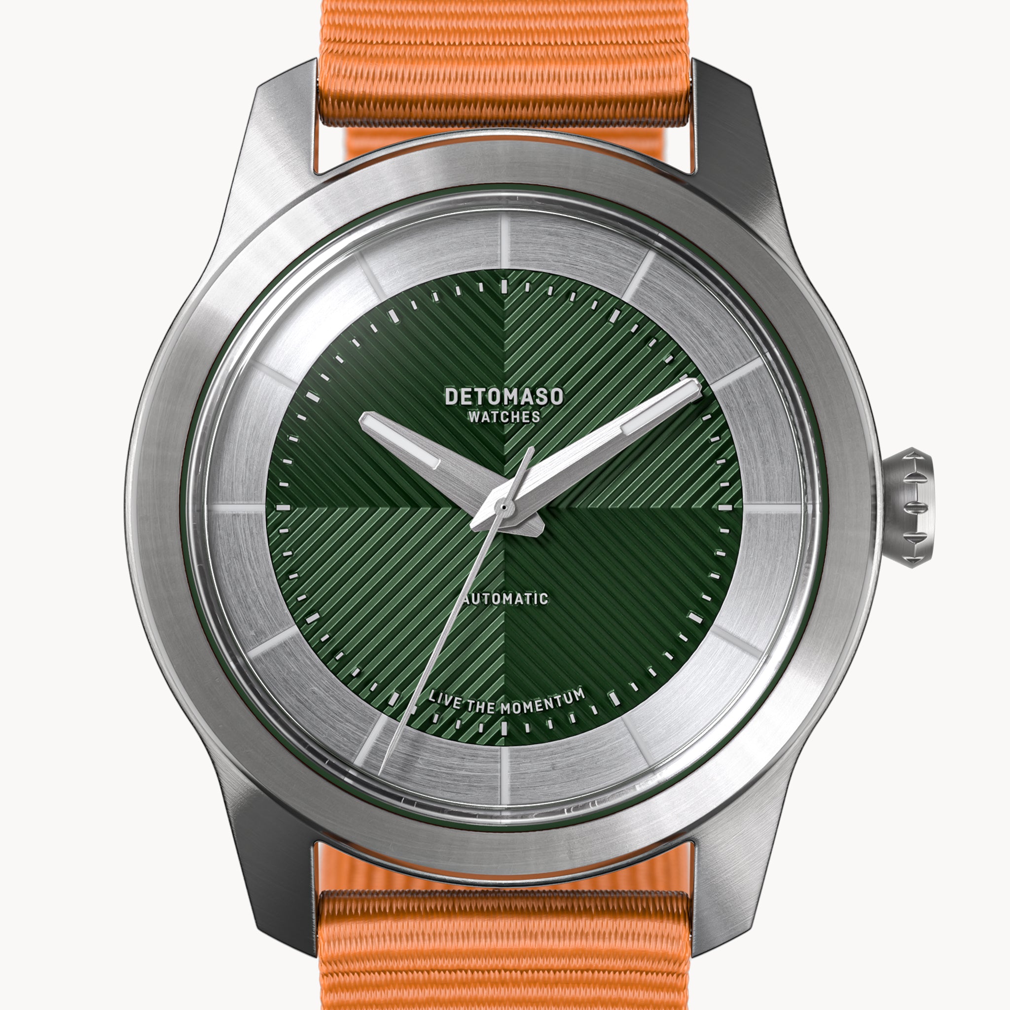 CLASSIC AUTOMATIC FOREST GREEN - Ocean Plastic Orange Woven - Detomaso Watches