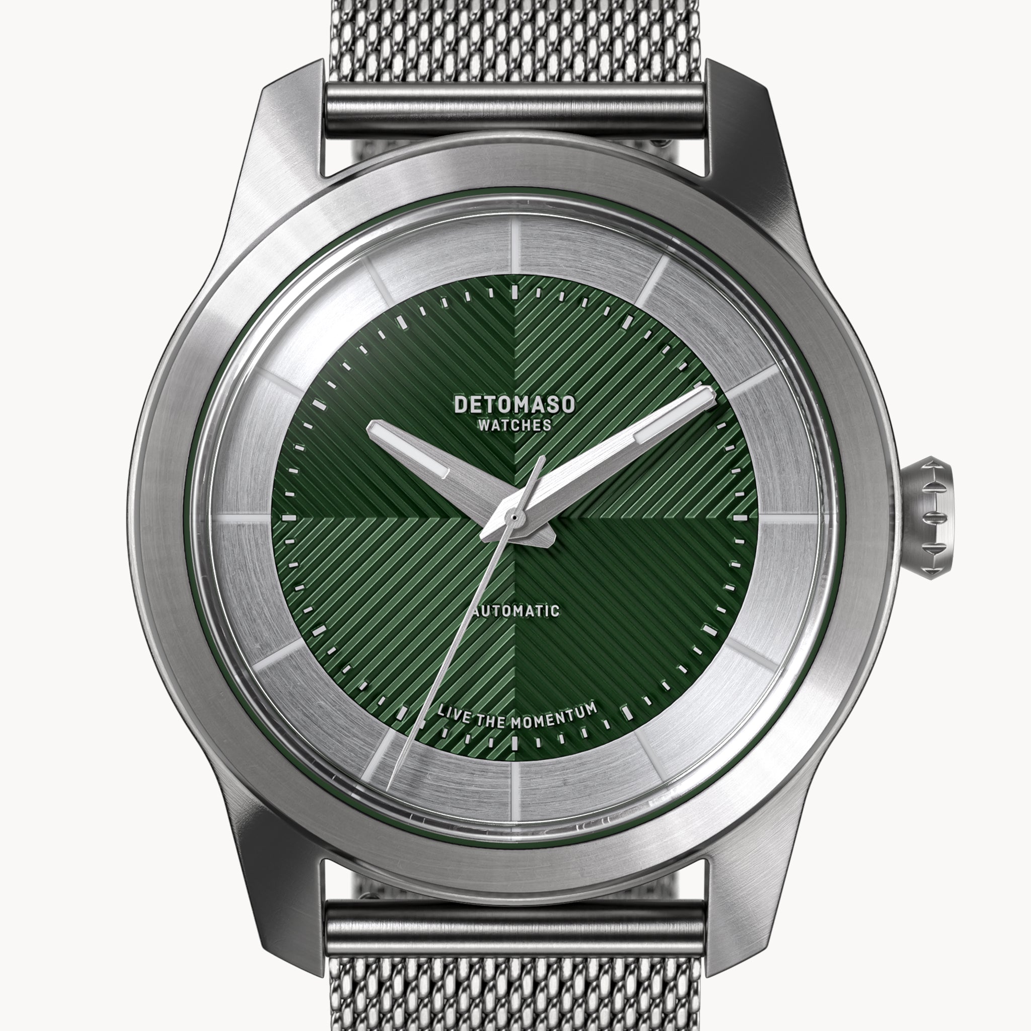 CLASSIC AUTOMATIC FOREST GREEN - Mesh Silver Brushed - Detomaso Watches