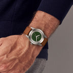 CLASSIC AUTOMATIC FOREST GREEN - Vegan Apple Leather Brown Smooth - Detomaso Watches