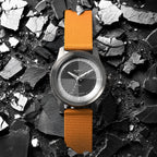 CLASSIC AUTOMATIC SLATE BLACK - Ocean Plastic Orange Woven - Detomaso Watches