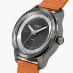 CLASSIC AUTOMATIC SLATE BLACK - Ocean Plastic Orange Woven - Detomaso Watches