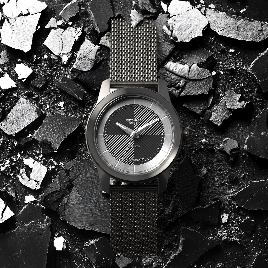 CLASSIC AUTOMATIC SLATE BLACK - Mesh Dark Gun Brushed - Detomaso Watches