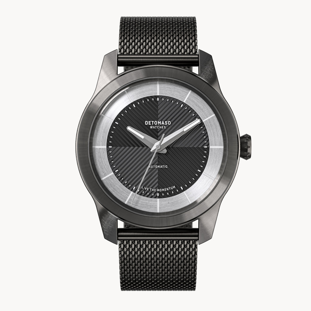 CLASSIC AUTOMATIC SLATE BLACK - Mesh Dark Gun Brushed - Detomaso Watches