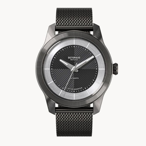 CLASSIC AUTOMATIC SLATE BLACK - Mesh Dark Gun Brushed - Detomaso Watches