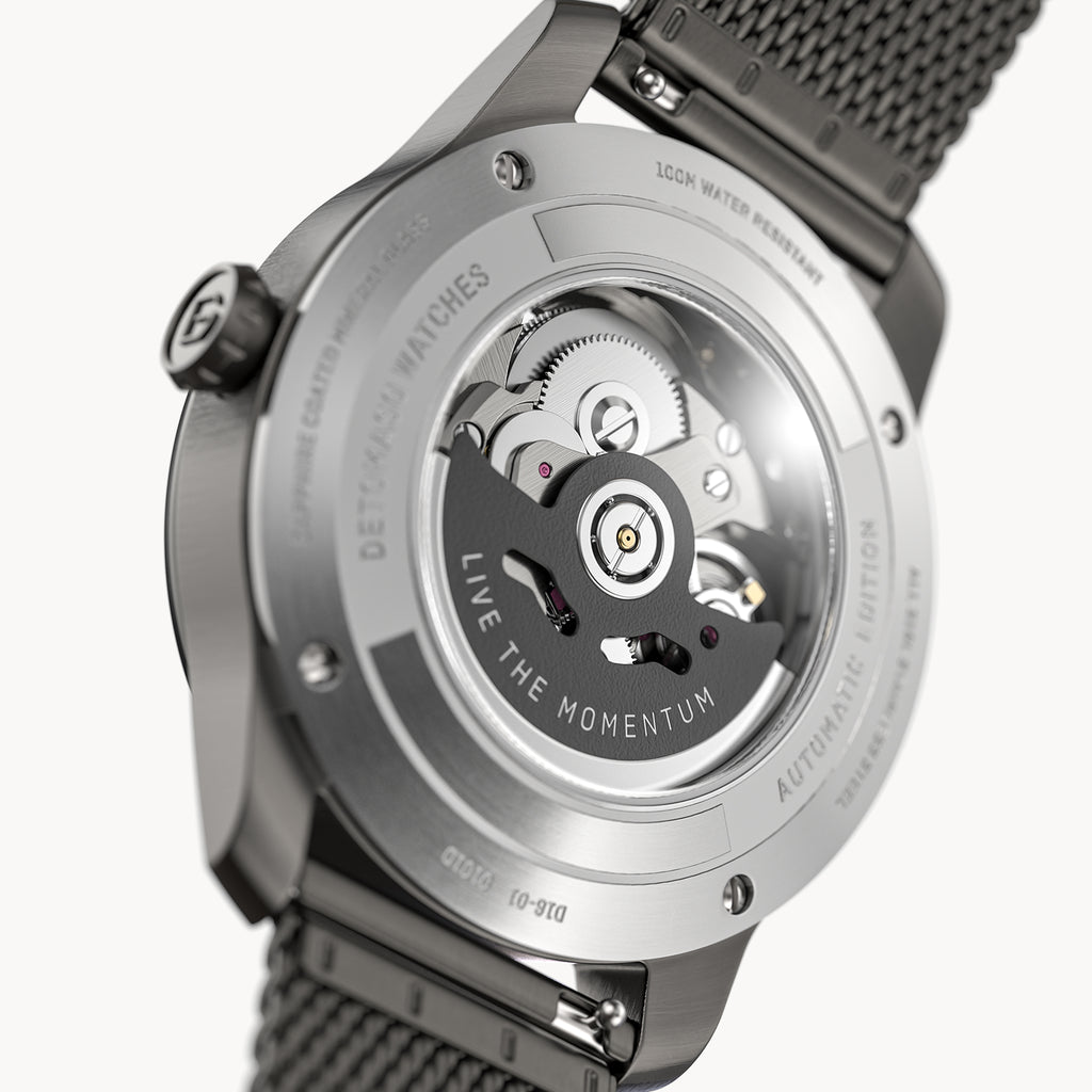 CLASSIC AUTOMATIC SLATE BLACK - Mesh Dark Gun Brushed - Detomaso Watches