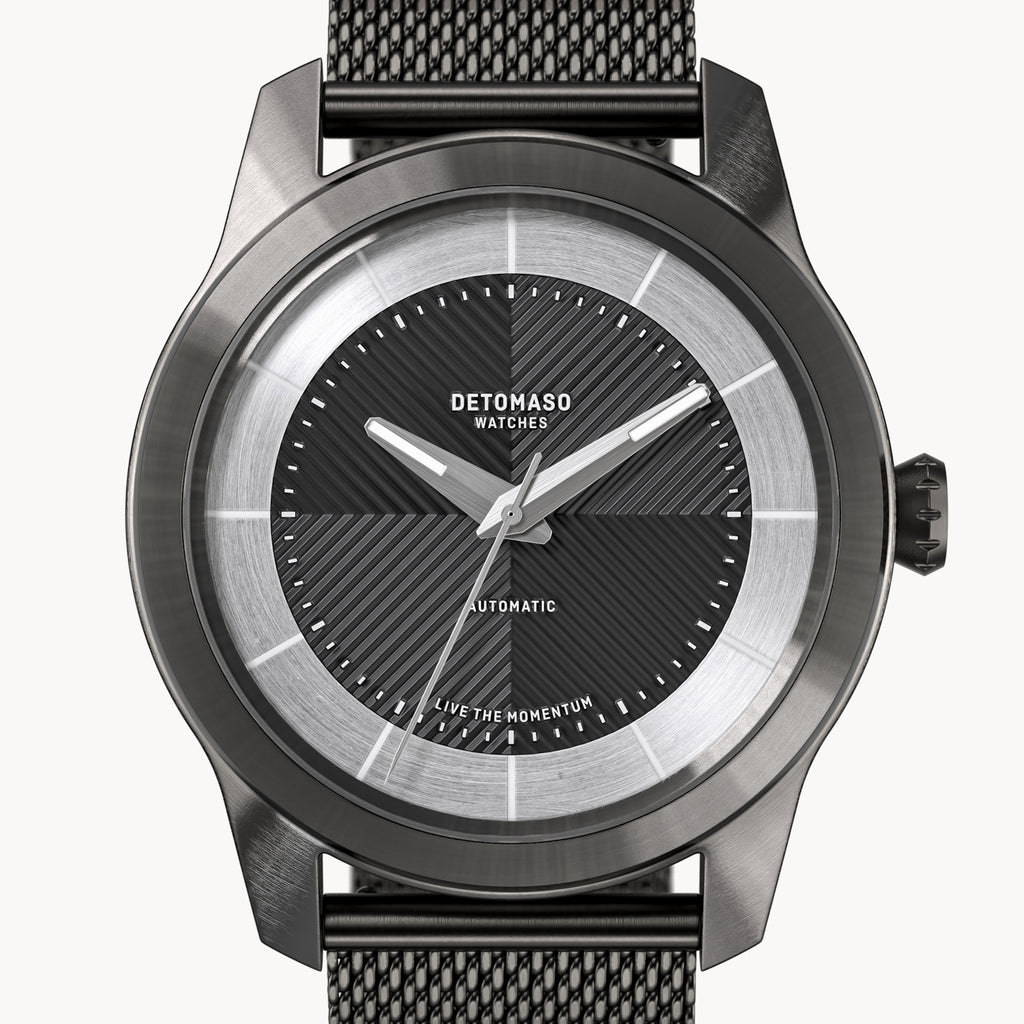 CLASSIC AUTOMATIC SLATE BLACK - Mesh Dark Gun Brushed - Detomaso Watches