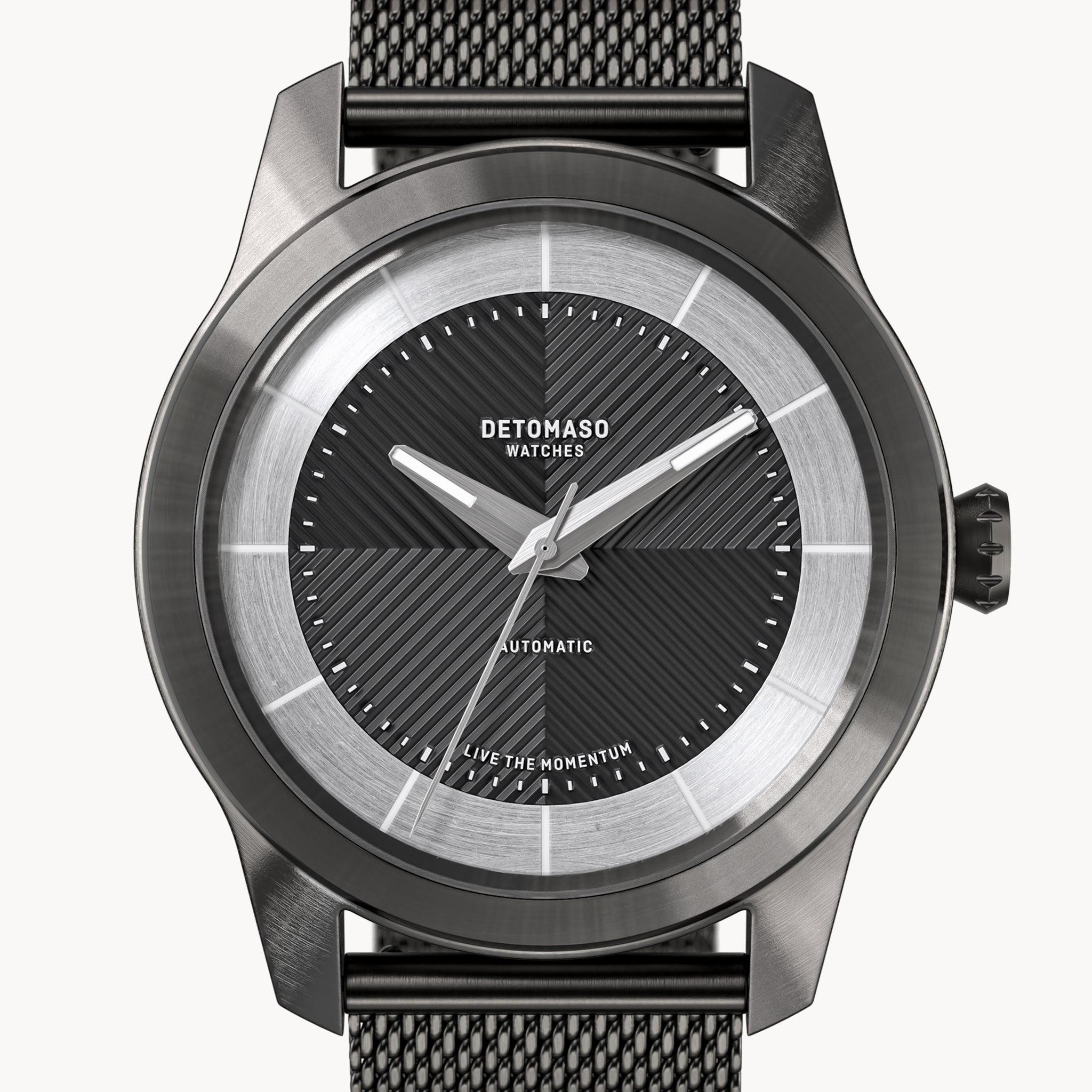 CLASSIC AUTOMATIC SLATE BLACK - Mesh Dark Gun Brushed - Detomaso Watches
