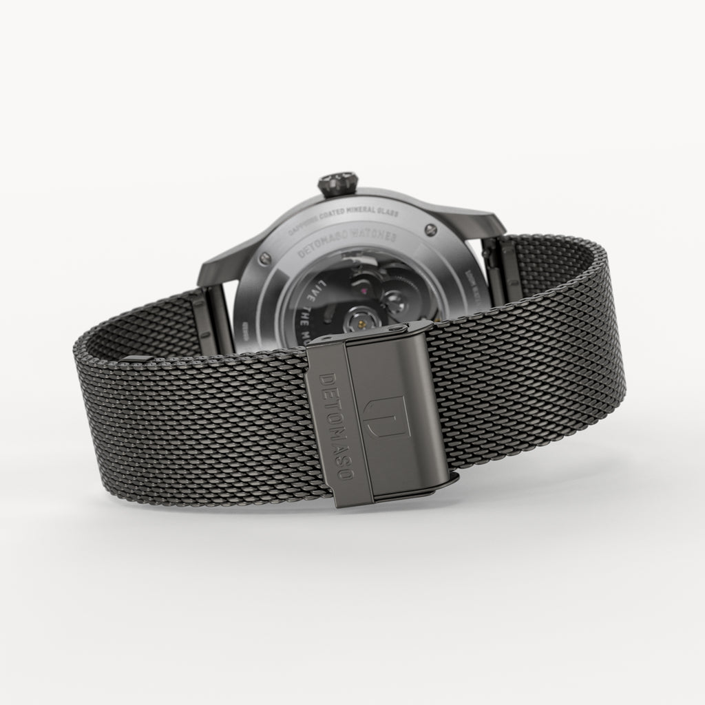 CLASSIC AUTOMATIC SLATE BLACK - Mesh Dark Gun Brushed - Detomaso Watches