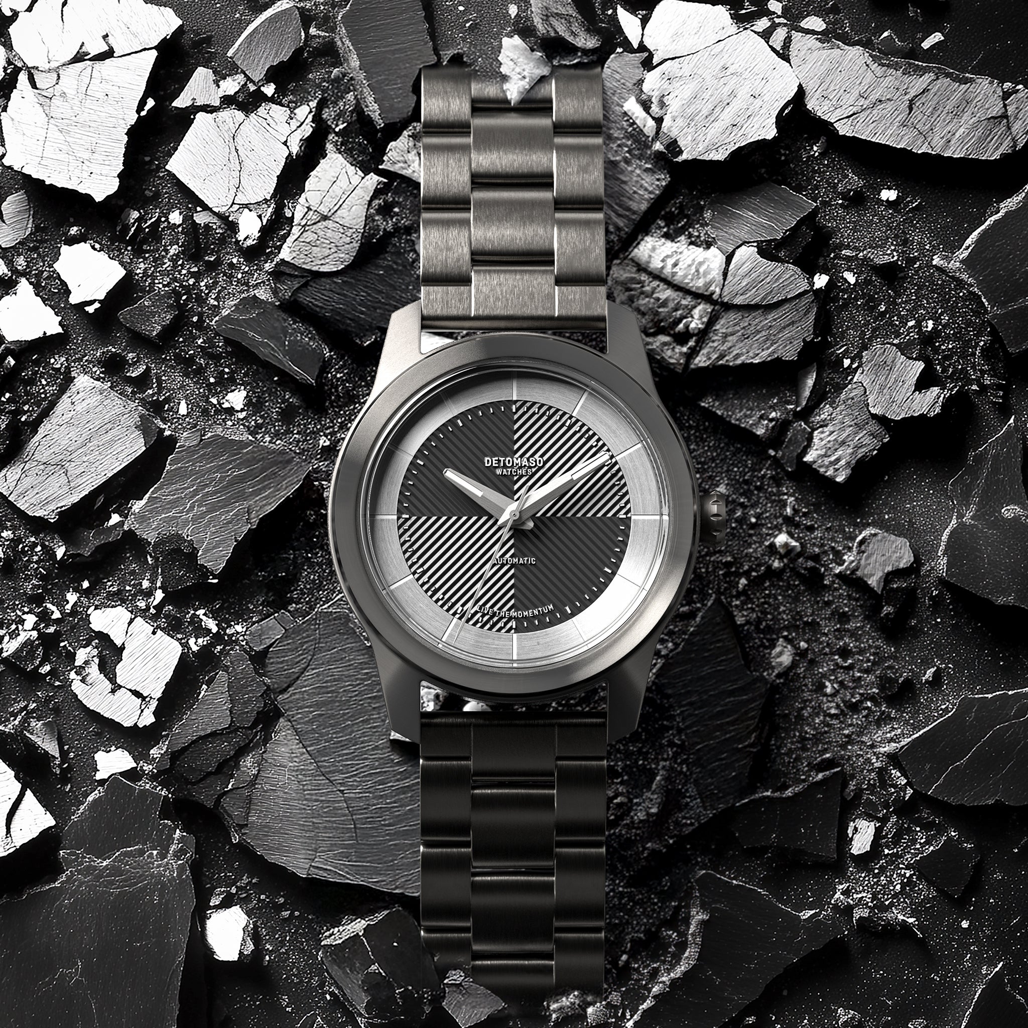 CLASSIC AUTOMATIC SLATE BLACK - Stainless steel Dark Gun Brushed - Detomaso Watches