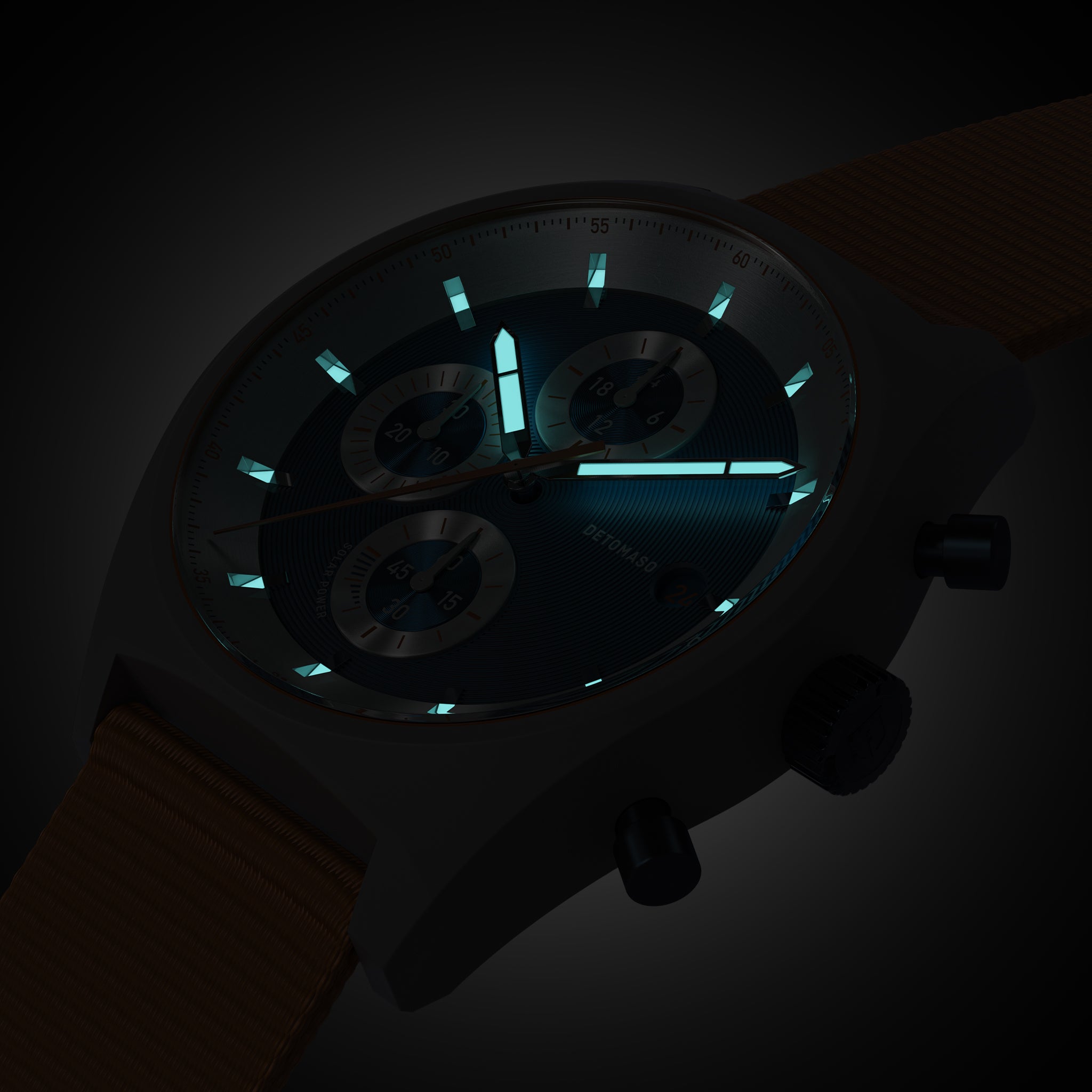 D10 CHRONO SOLAR
 GRAY BLUE
 - Ocean Plastic Orange Woven - Detomaso Watches