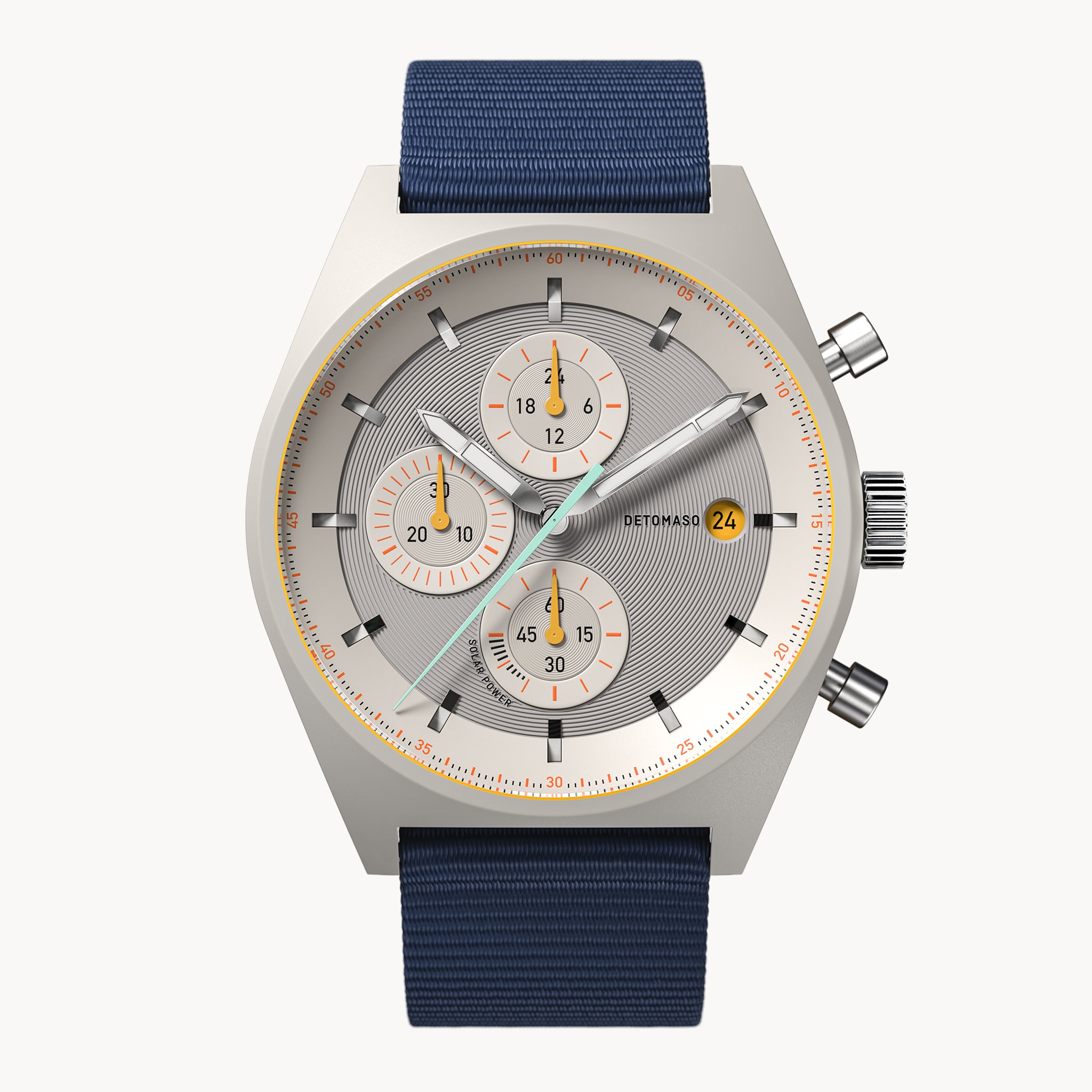 D10 CHRONO SOLAR
 GRAY YELLOW
 - Ocean Plastic Dark Blue Woven - Detomaso Watches