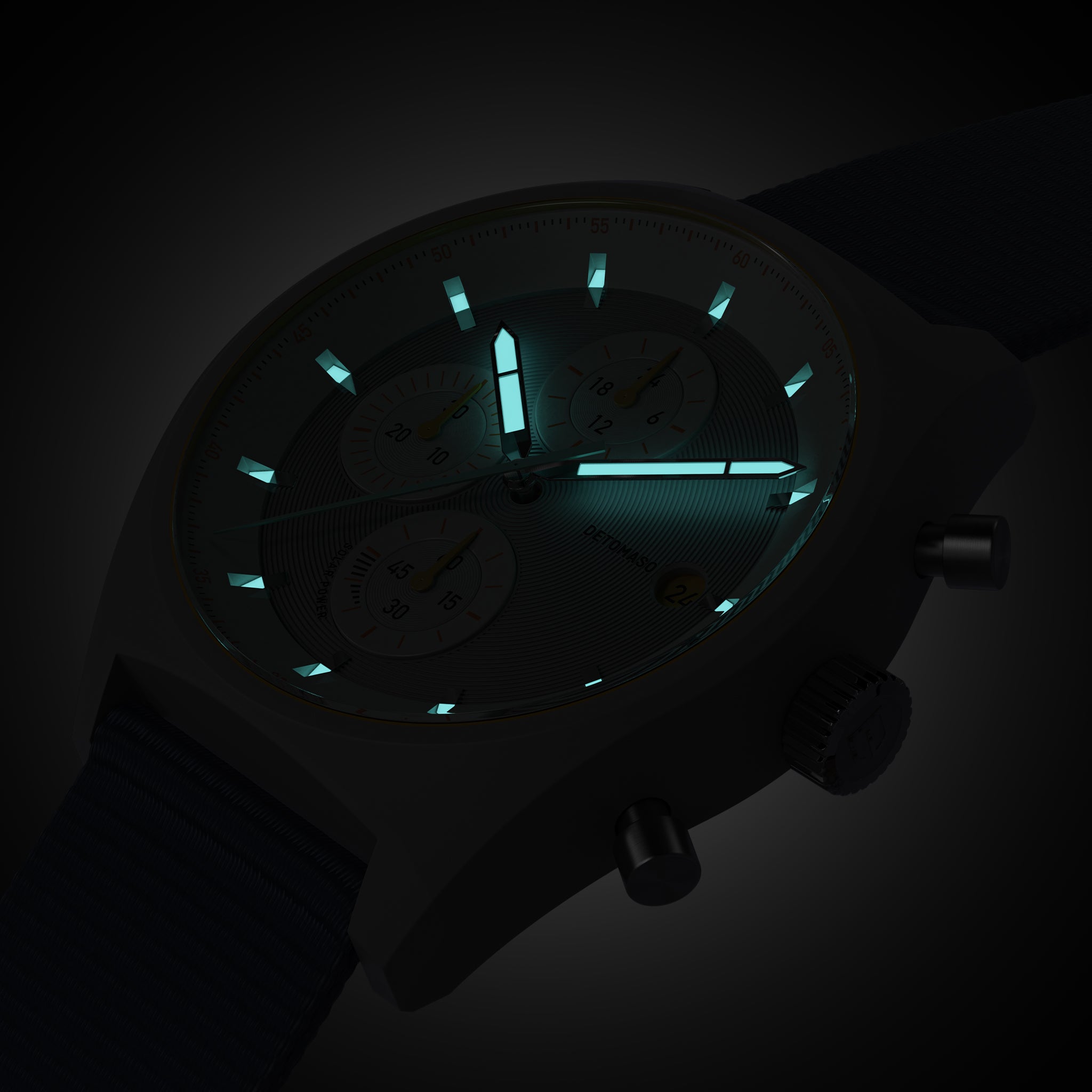 D10 CHRONO SOLAR
 GRAY YELLOW
 - Ocean Plastic Dark Blue Woven - Detomaso Watches