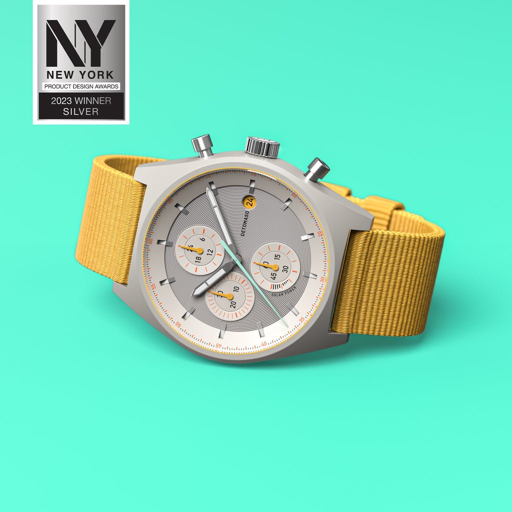 D10 CHRONO SOLAR
 GRAY YELLOW
 - Ocean Plastic Yellow Woven - Detomaso Watches