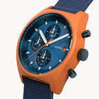 D10 CHRONO SOLAR
 ORANGE BLUE - Ocean Plastic Dark Blue Woven - Detomaso Watches