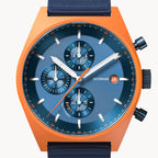 D10 CHRONO SOLAR
 ORANGE BLUE - Ocean Plastic Dark Blue Woven - Detomaso Watches