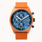 D10 CHRONO SOLAR
 ORANGE BLUE - Ocean Plastic Orange Woven - Detomaso Watches
