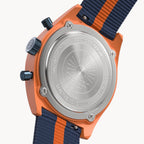 D10 CHRONO SOLAR
 ORANGE BLUE - Ocean Plastic Dark Blue Orange Woven - Detomaso Watches