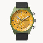 D10 CHRONO SOLAR
 OLIVE YELLOW - #tide Ocean Material® Black Woven - Detomaso Watches