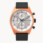 D10 CHRONO SOLAR ORANGE SILVER - Ocean Plastic Black Woven - Detomaso Watches