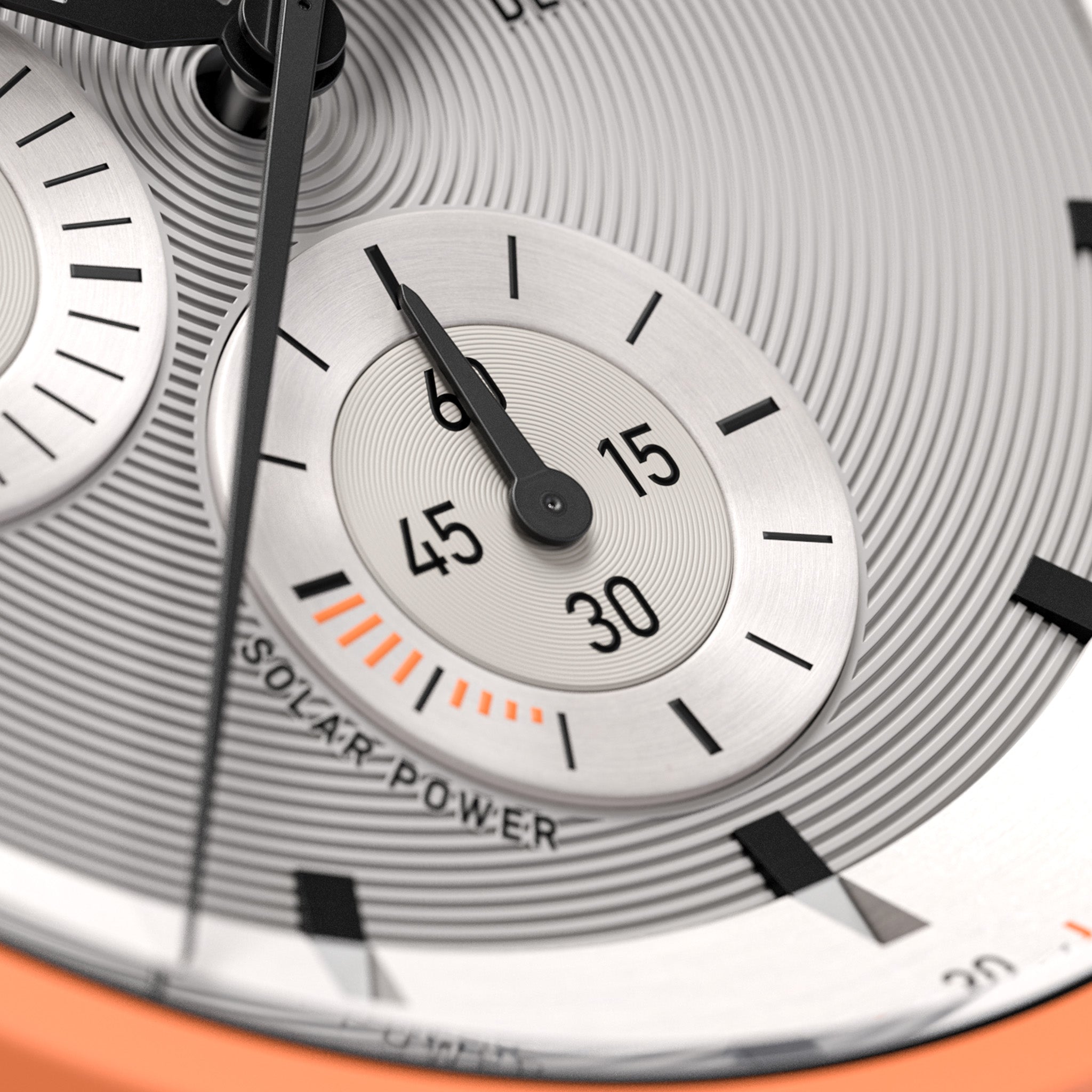 D10 CHRONO SOLAR ORANGE SILVER - Ocean Plastic Black Woven - Detomaso Watches