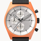 D10 CHRONO SOLAR ORANGE SILVER - Ocean Plastic Black Woven - Detomaso Watches