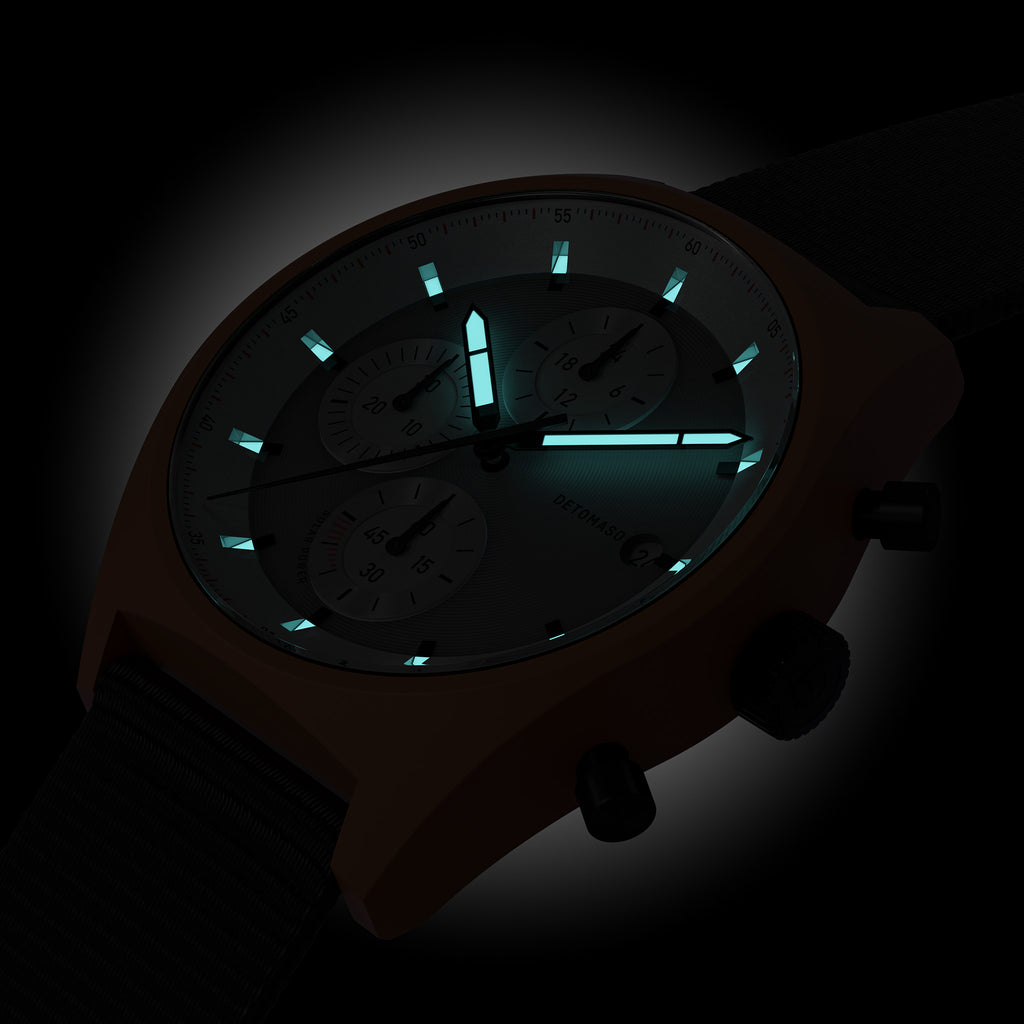 D10 CHRONO SOLAR ORANGE SILVER - Ocean Plastic Orange Woven - Detomaso Watches