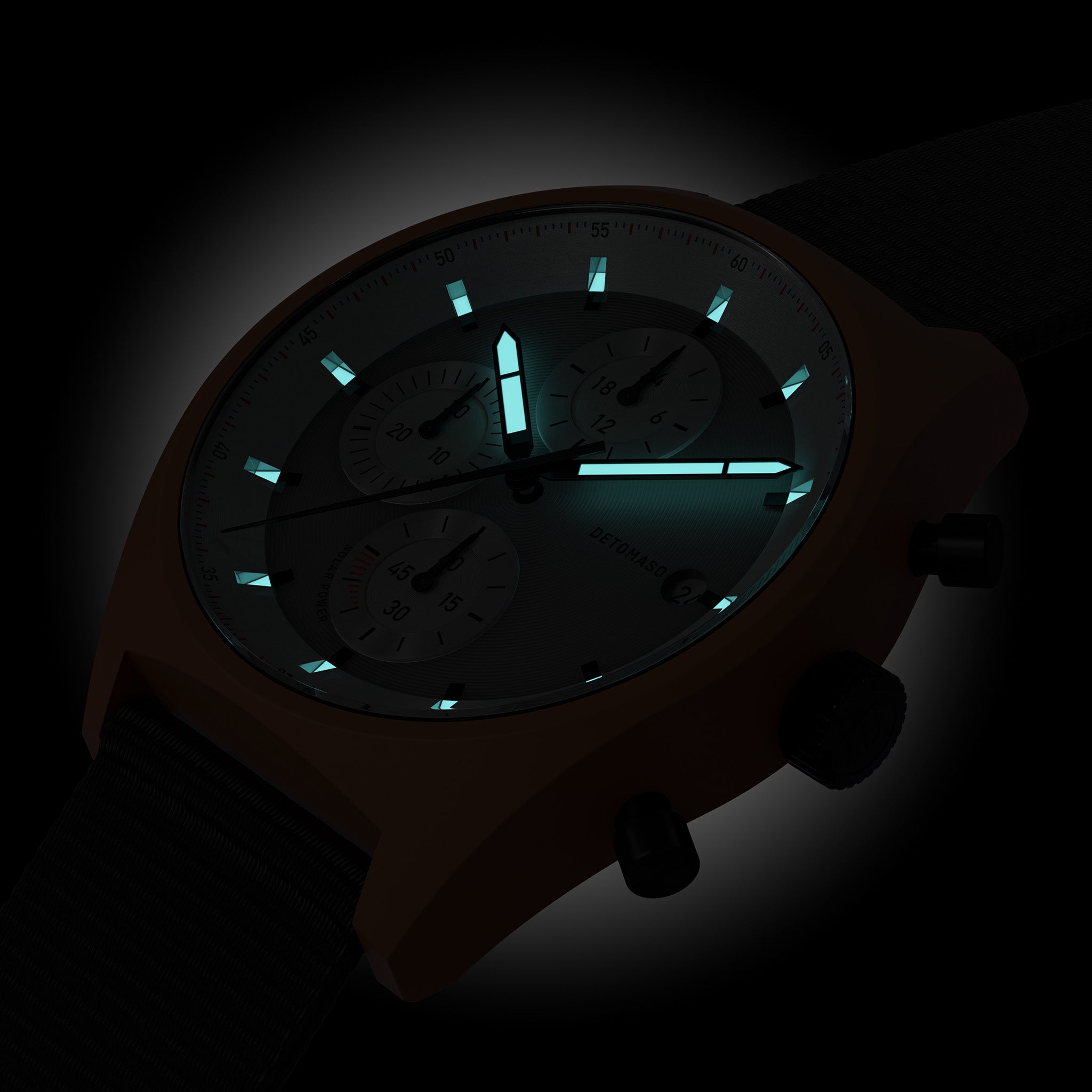 D10 CHRONO SOLAR ORANGE SILVER - Ocean Plastic Orange Woven - Detomaso Watches