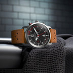 SORPASSO CHRONOGRAPH CARBON SILVER - Leather Light brown Racing - Detomaso Watches