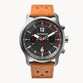 SORPASSO CHRONOGRAPH CARBON SILVER - Leather Light brown Racing - Detomaso Watches