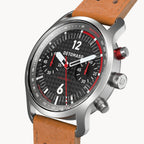 SORPASSO CHRONOGRAPH CARBON SILVER - Leather Light brown Racing - Detomaso Watches