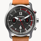 SORPASSO CHRONOGRAPH CARBON SILVER - Leather Light brown Racing - Detomaso Watches