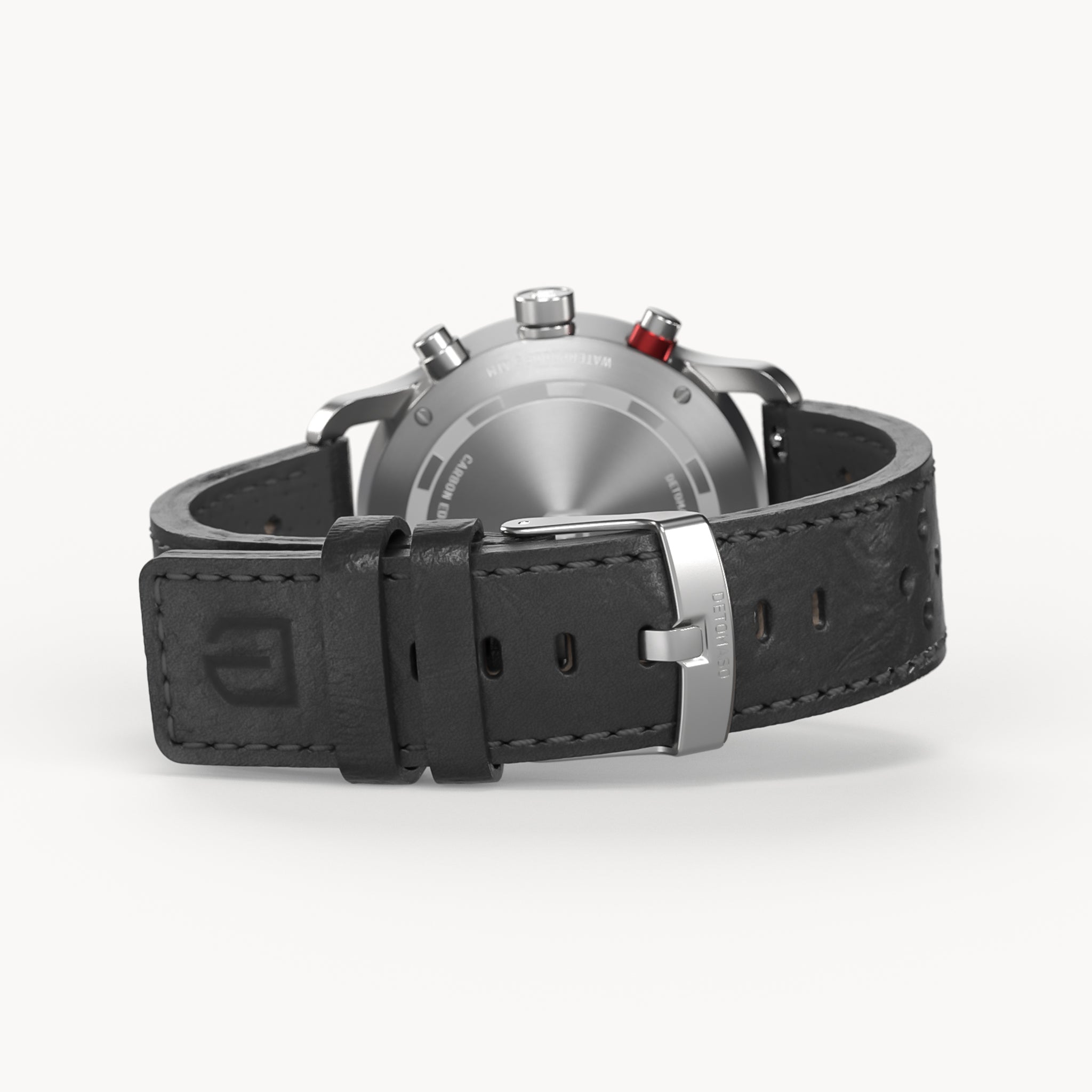 SORPASSO CHRONOGRAPH CARBON SILVER - Leather Black Racing - Detomaso Watches