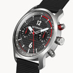 SORPASSO CHRONOGRAPH CARBON SILVER - Ocean Plastic Black Woven - Detomaso Watches