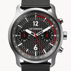 SORPASSO CHRONOGRAPH CARBON SILVER - Ocean Plastic Black Woven - Detomaso Watches
